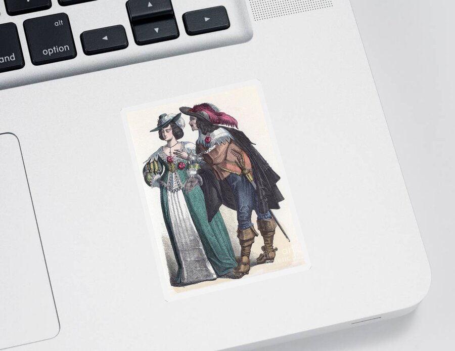 Fashion Sticker featuring the photograph Baroque Fashion, German Nobility, 17th by Science Source