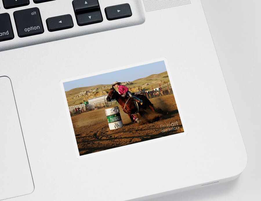 Cowgirl Sticker featuring the photograph Barrel Racer 4 by Vivian Christopher
