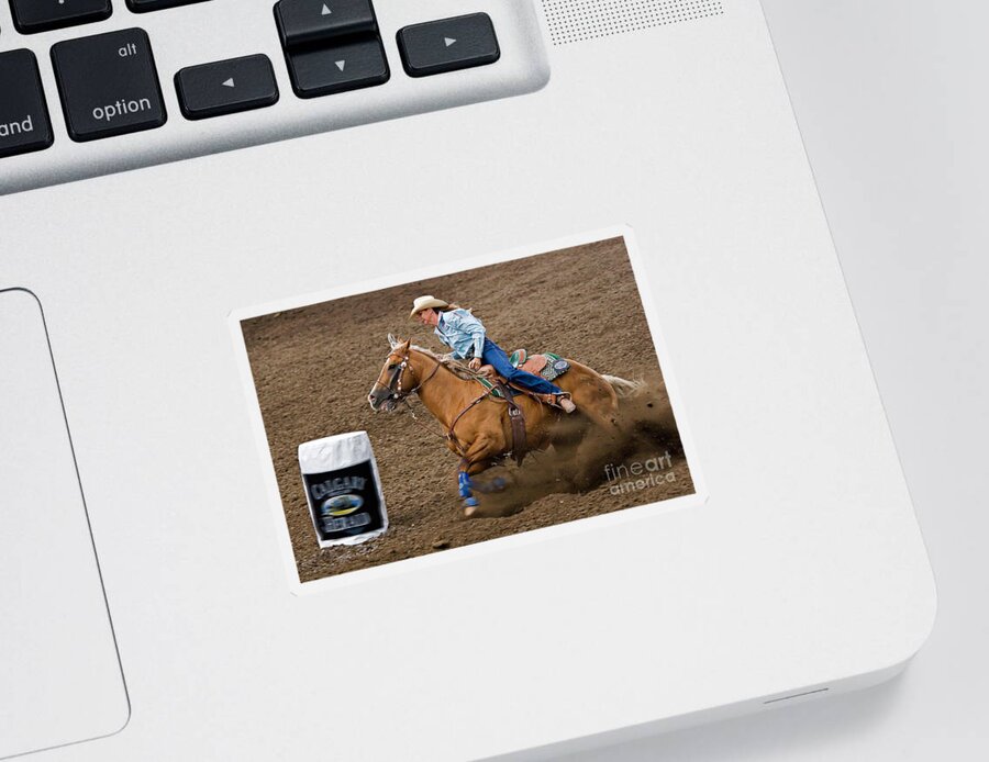 Race Sticker featuring the photograph Barrel Racing by Louise Heusinkveld