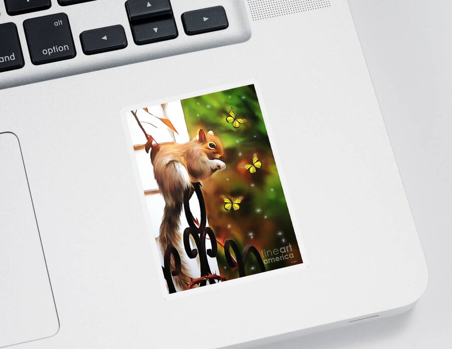 Butterfly Sticker featuring the digital art Bashful by Tina LeCour