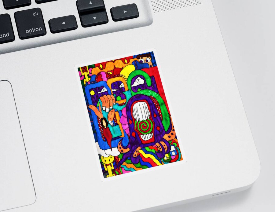 Abstract Sticker featuring the digital art Basic by Pennie McCracken