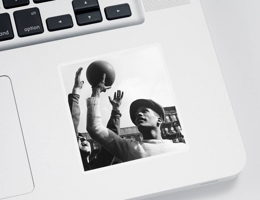 History Sticker featuring the photograph Basketball Players, Harlem, 1950s by Erika Stone