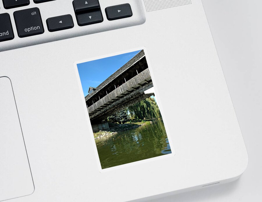 Usa Sticker featuring the photograph Bavarian Covered Bridge by LeeAnn McLaneGoetz McLaneGoetzStudioLLCcom