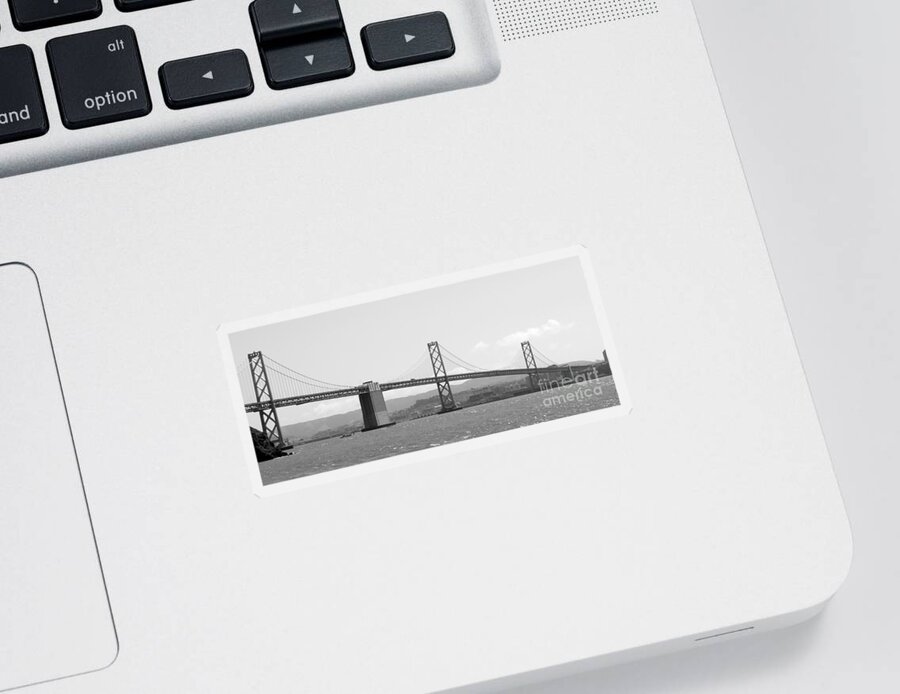 San Francisco Sticker featuring the photograph Bay Bridge in Black and White by Carol Groenen