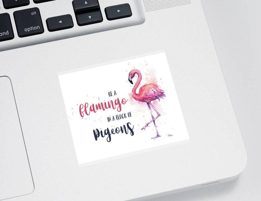 Flamingo Sticker featuring the painting Be a Flamingo by Olga Shvartsur