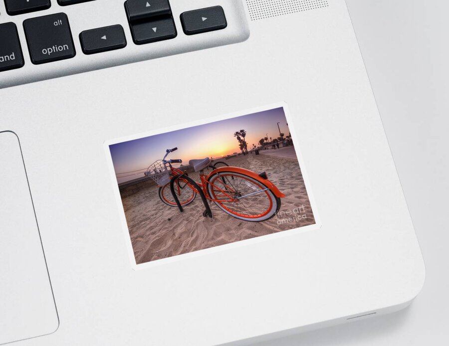 Yhun Suarez Sticker featuring the photograph Beach Bike by Yhun Suarez