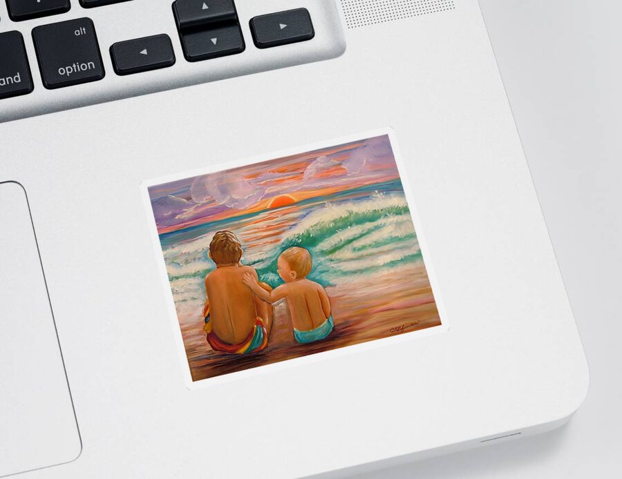 Beach Sticker featuring the painting Beach Buddies by Carol Allen Anfinsen