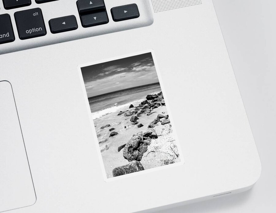 Beach Sticker featuring the photograph Beach in Black and White by Carol Groenen