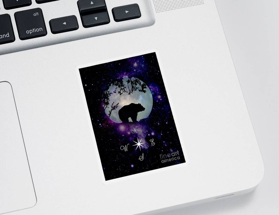 Bear Sticker featuring the photograph Bear Universe Compass by Stephanie Laird