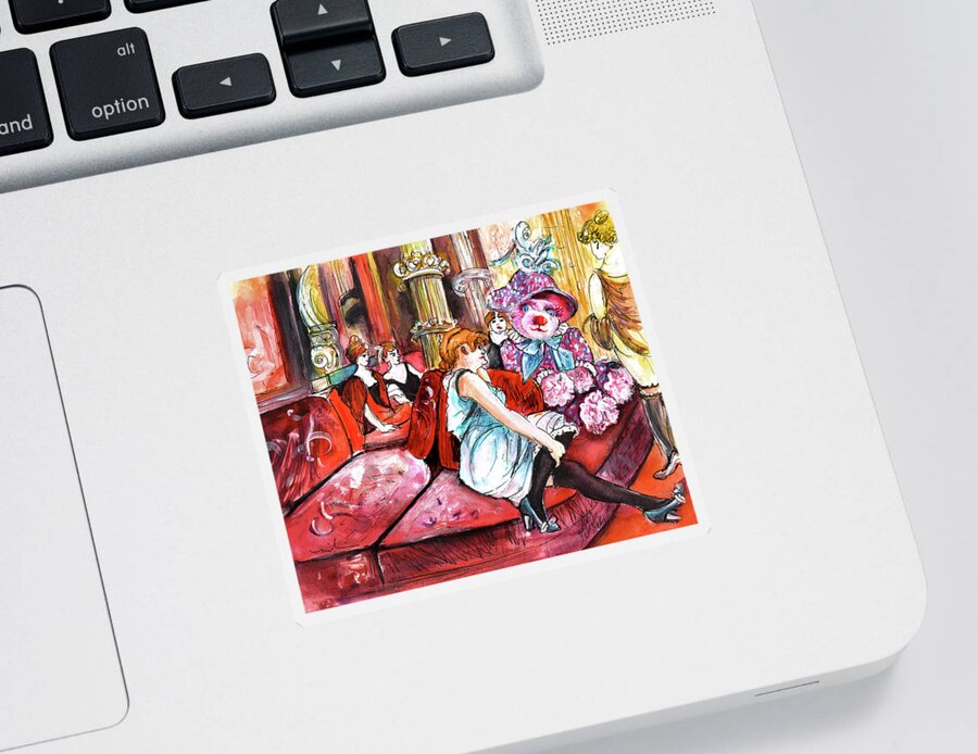 Truffle Mcfurry Sticker featuring the painting Bearnadette In The Salon Rue Des Moulins In Paris by Miki De Goodaboom