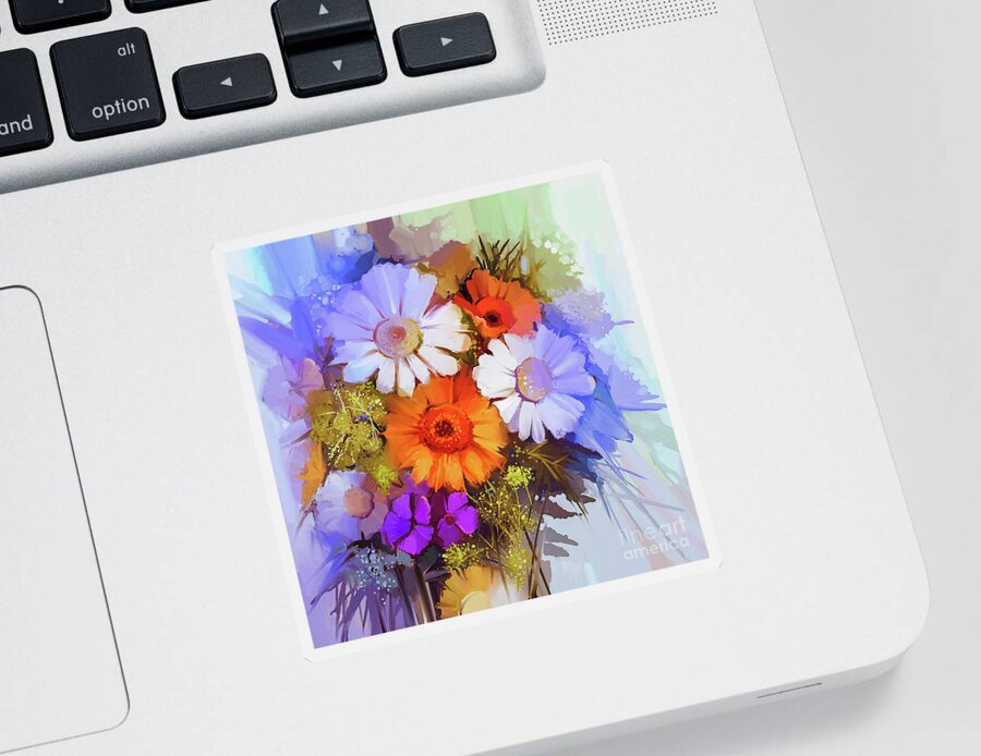 Flowers Sticker featuring the painting Beautiful Blooms by Gull G