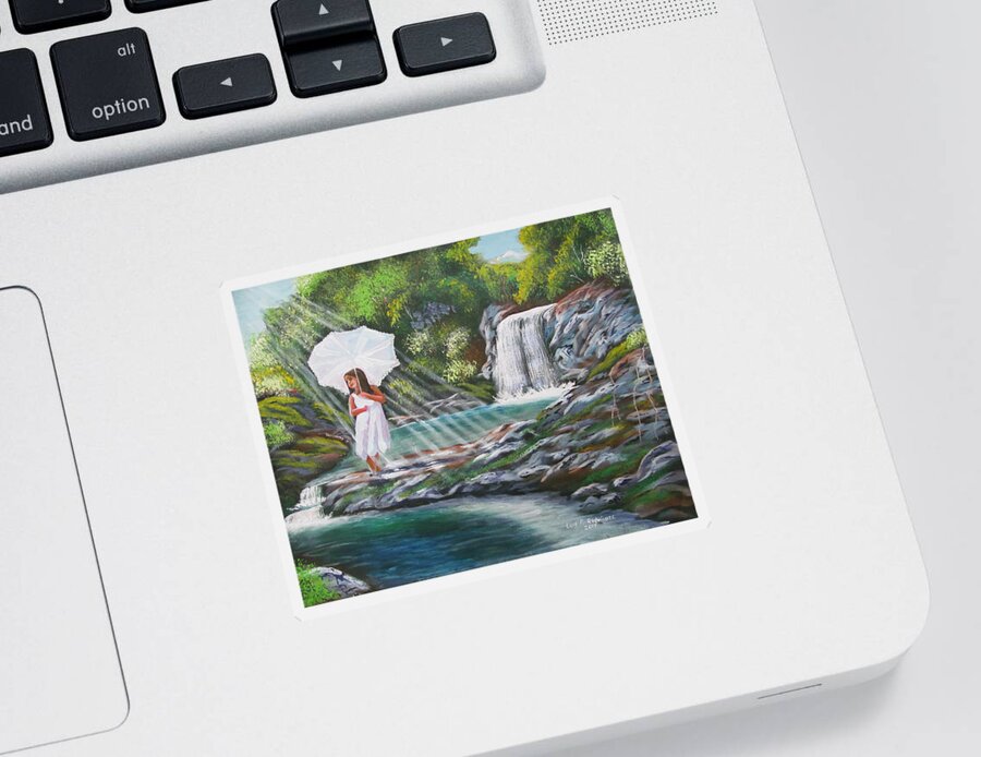 Waterfall Sticker featuring the painting Bella Vista by Luis F Rodriguez