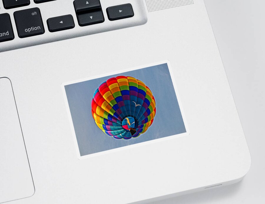 Hot Sticker featuring the photograph Below a Balloon by Mike Martin