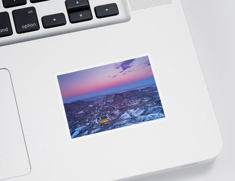 Sky Sticker featuring the photograph Belt of Venus over Golden Colorado by Darren White