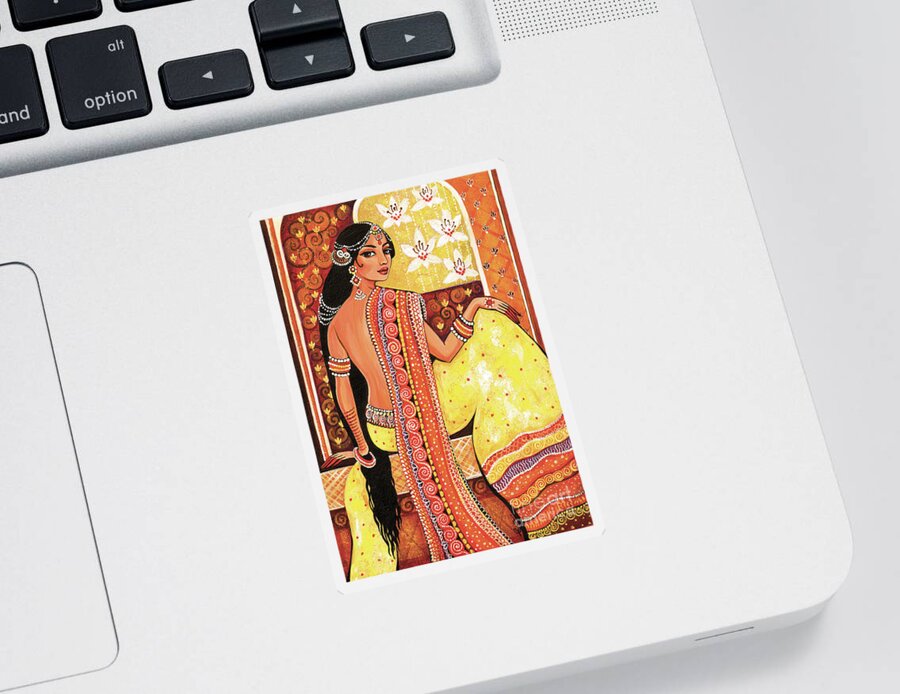 Beautiful Woman Sticker featuring the painting Bharat by Eva Campbell