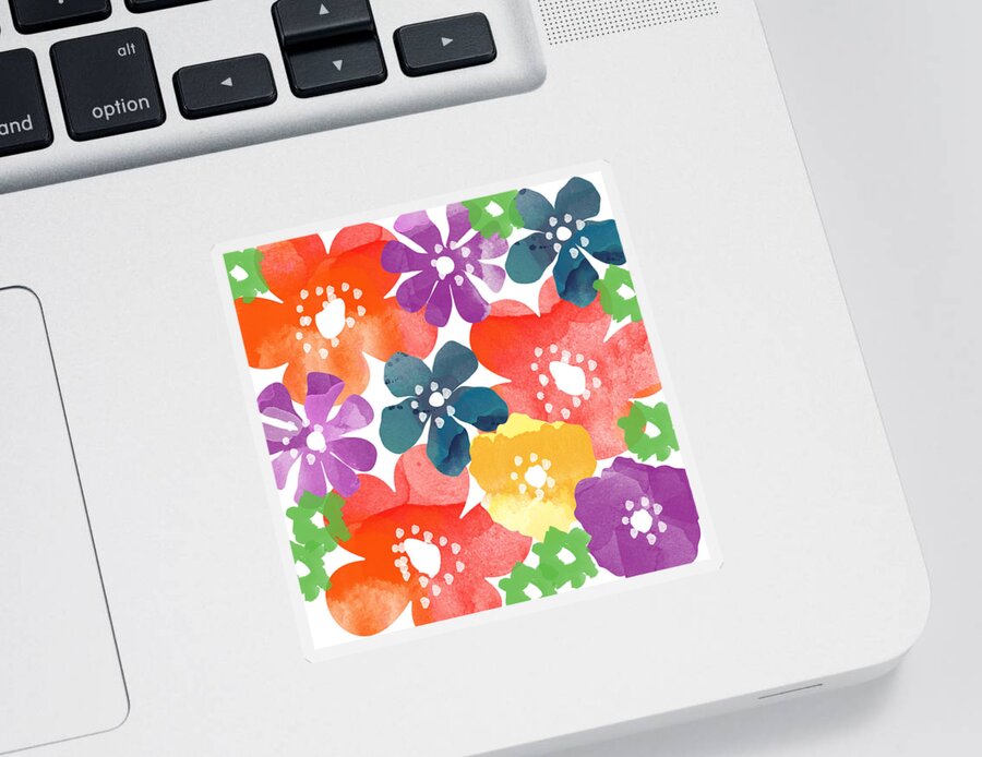 Flowers Sticker featuring the painting Big Bright Flowers by Linda Woods