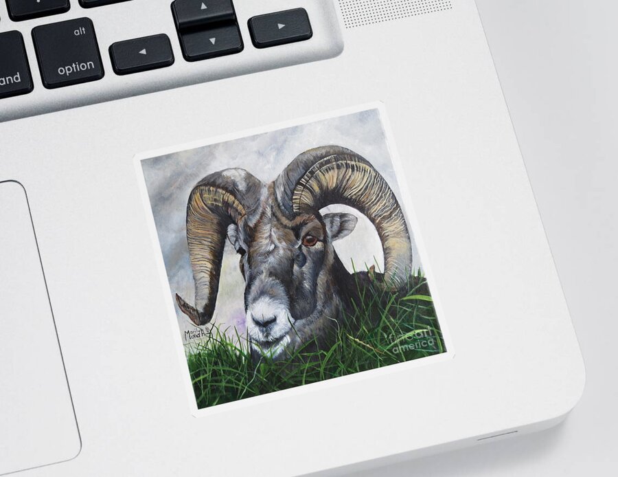 Ovis Canadensis Sticker featuring the painting Big Horned Sheep by Marilyn McNish