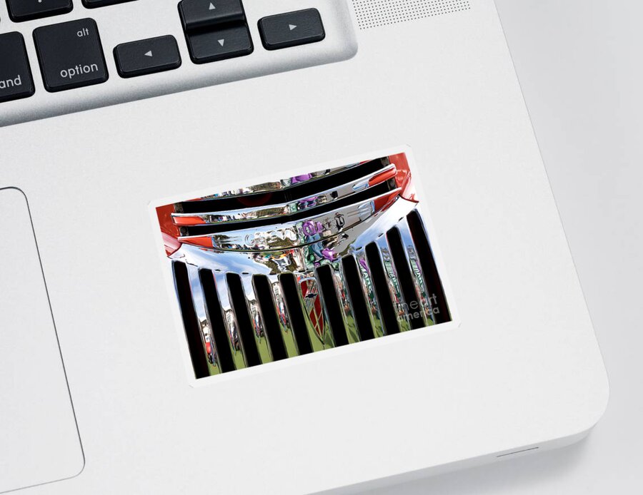 Chrome Sticker featuring the photograph Chevrolet Grille 02 by Rick Piper Photography