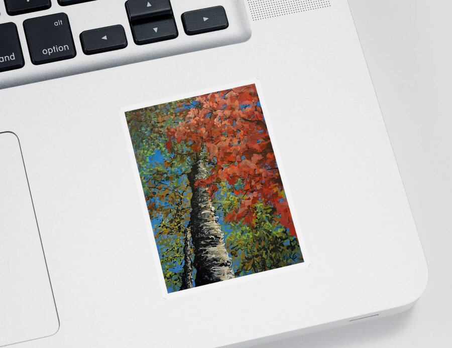 Boat Sticker featuring the painting Birch Tree - Minister's Island by Michael Graham