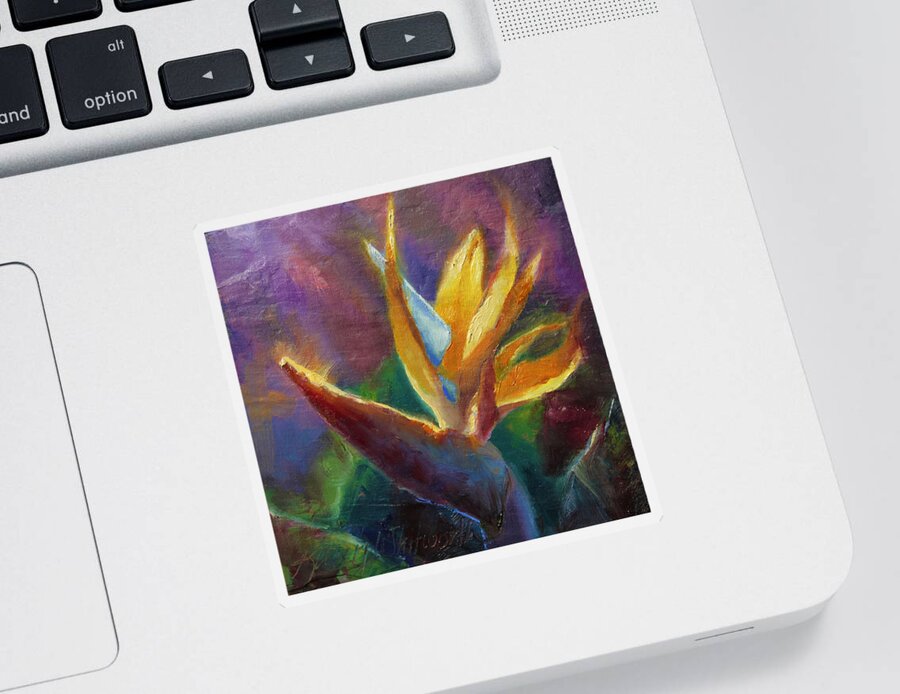 Tropical Flowers Sticker featuring the painting Bird of Paradise - Tropical Hawaiian Flowers by K Whitworth