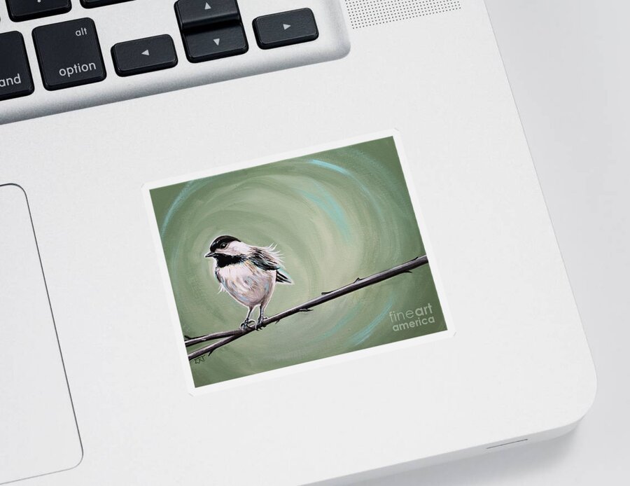 Birds Sticker featuring the painting Bird on a Branch by Elizabeth Robinette Tyndall