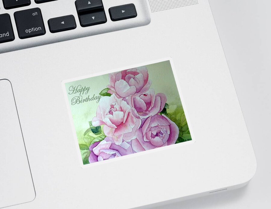 Roses Peonies Sticker featuring the painting Birthday Peonies by Laurel Best