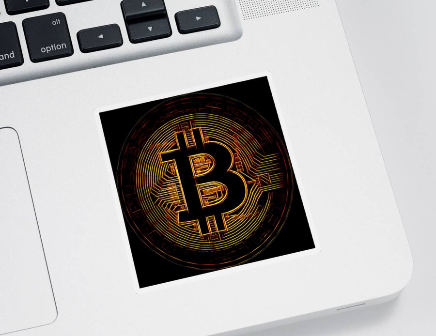 Bitcoin Sticker featuring the digital art Bitcoin by Kaylee Mason
