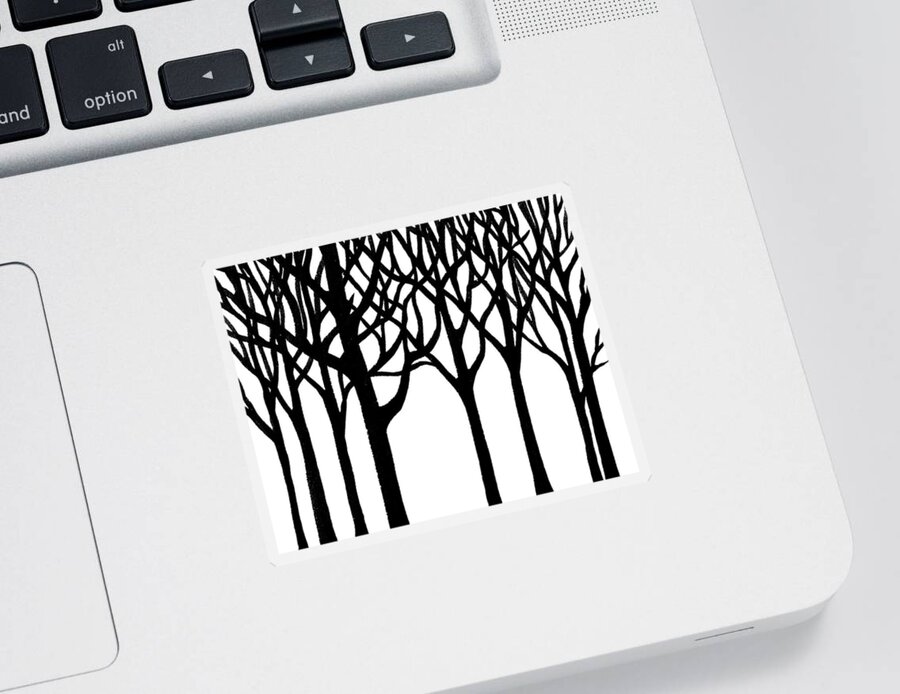 Forest Sticker featuring the painting Black N White Forest by Irina Sztukowski