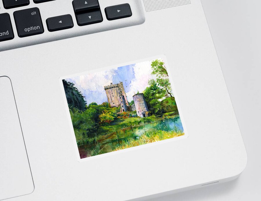 Blarney Castle Sticker featuring the painting Blarney Castle Landscape by John D Benson