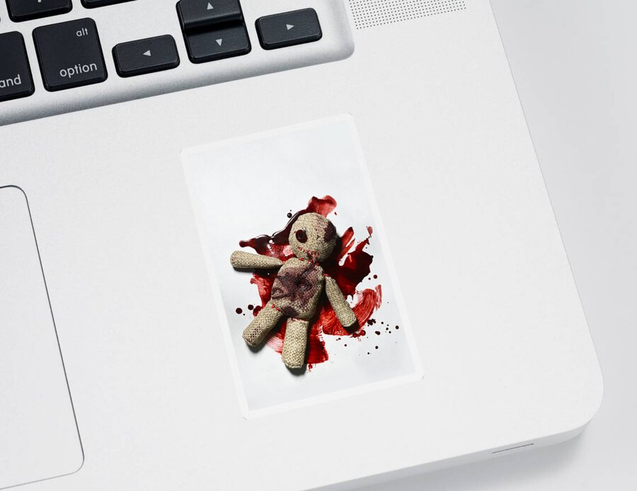 Doll Sticker featuring the photograph Bleedick sack doll by Jaroslaw Blaminsky