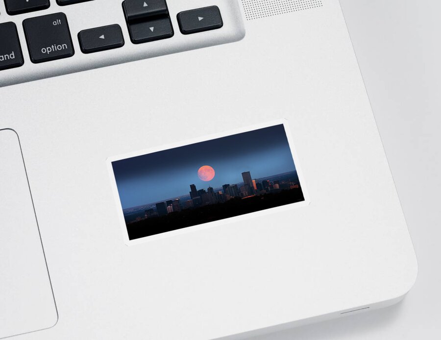 Blood Sticker featuring the photograph Blood Moon Over Denver by Brian Gustafson
