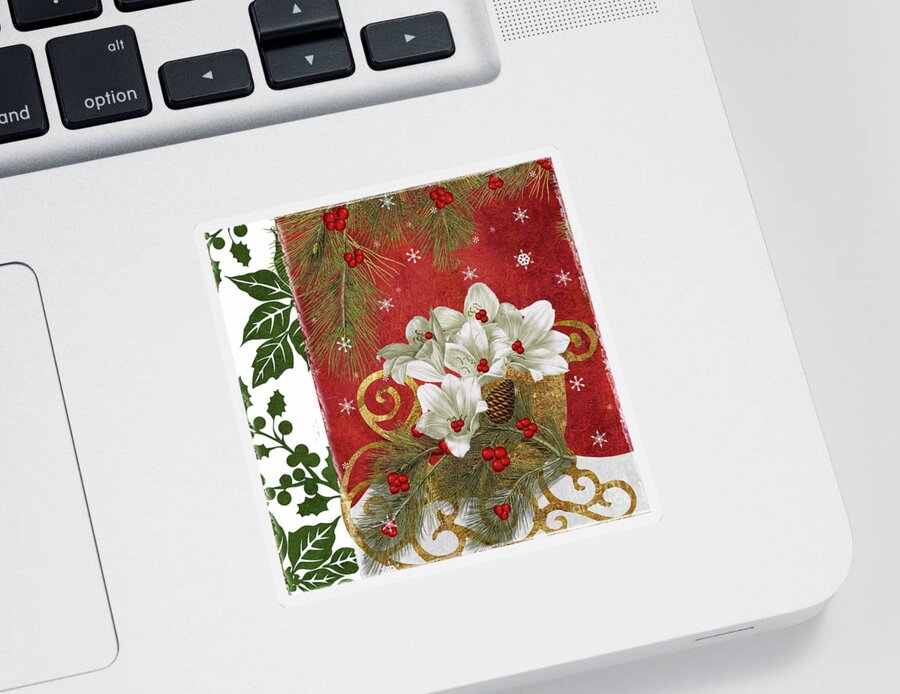 Christmas Sticker featuring the painting Blooming Christmas II by Mindy Sommers