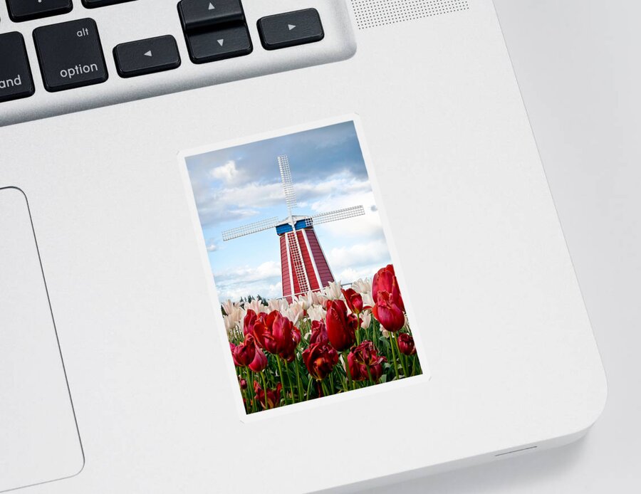 Windmill Sticker featuring the photograph Blooming Windmill by Athena Mckinzie