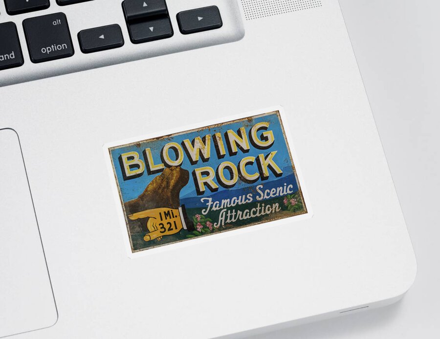 The Blowing Rock Sticker featuring the photograph Blowing Rock Tourist Sign by John Haldane