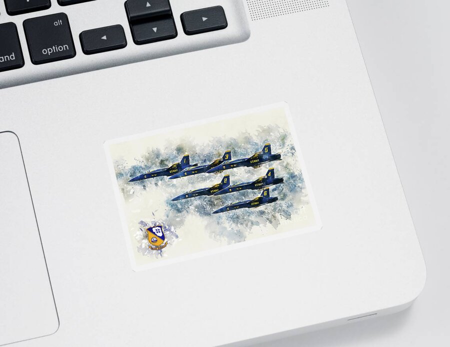 Blue Angels Sticker featuring the digital art Blue Angels - Painting by Airpower Art