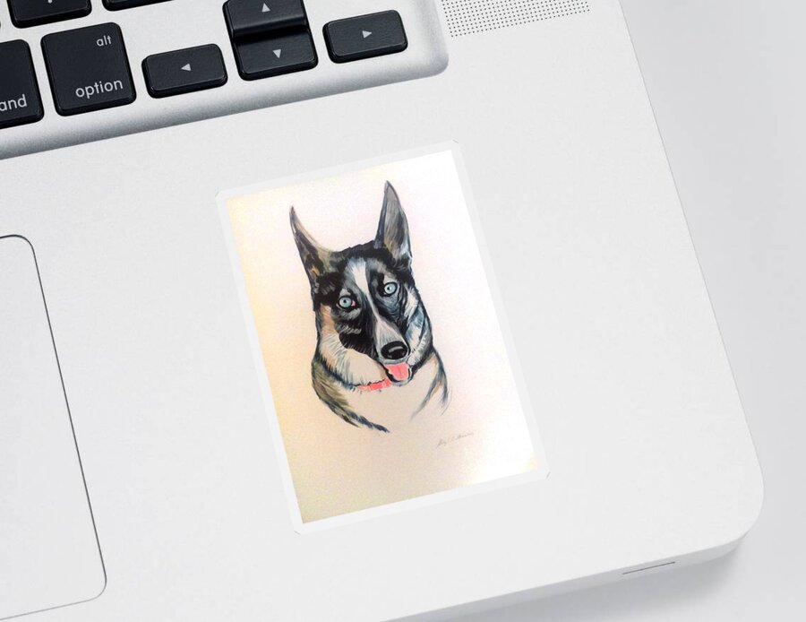 Husky Sticker featuring the painting Blue Eyes by Stacy C Bottoms