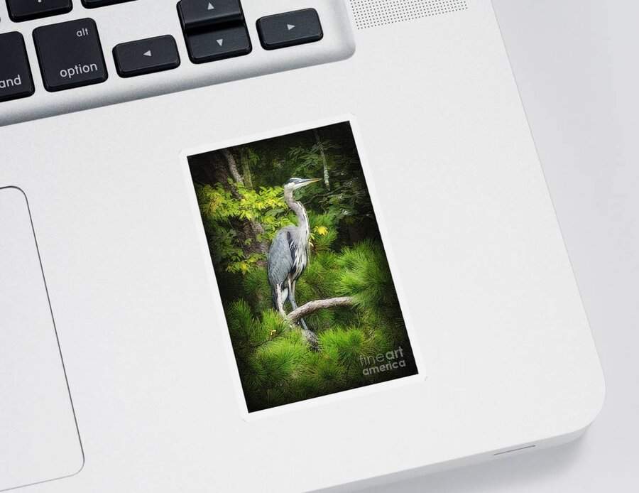 Heron Sticker featuring the photograph Blue Heron by Lydia Holly