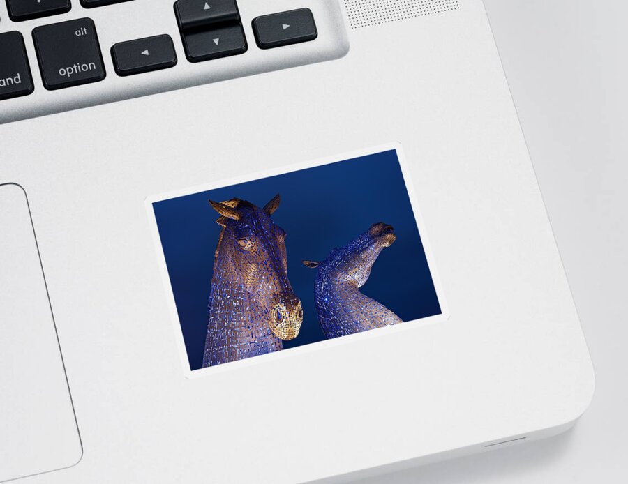 Kelpies Sticker featuring the photograph Blue Kelpies by Stephen Taylor