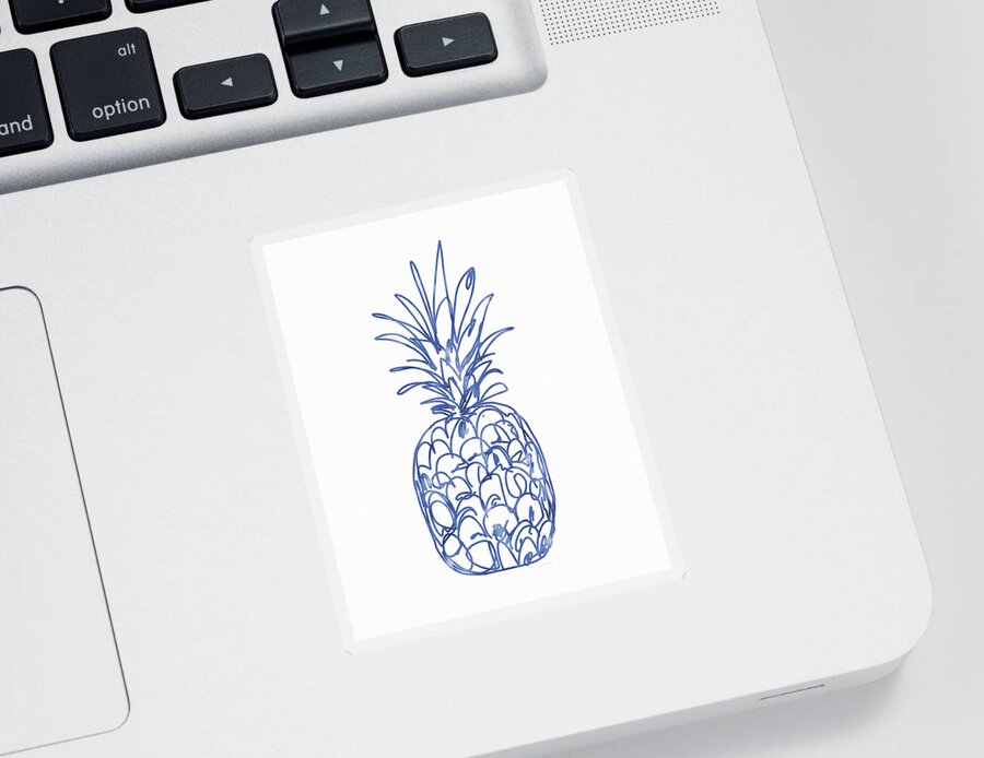 Pineapple Sticker featuring the painting Blue Pineapple- Art by Linda Woods by Linda Woods