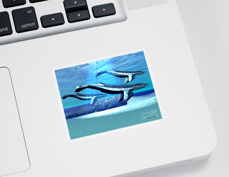 Whale Sticker featuring the painting Blue Whale Sanctuary by Corey Ford
