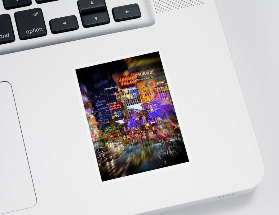  Las Sticker featuring the photograph Blurry Vegas Nights by Ricky Barnard