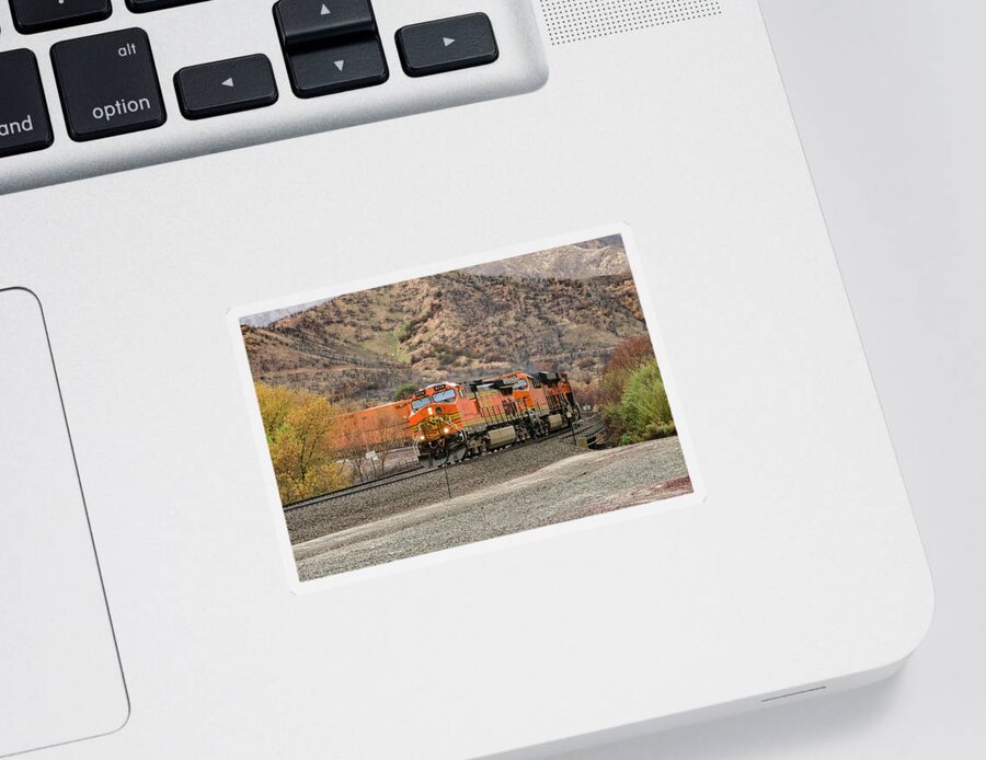 Bnsf Sticker featuring the photograph Bnsf4114 1 by Jim Thompson