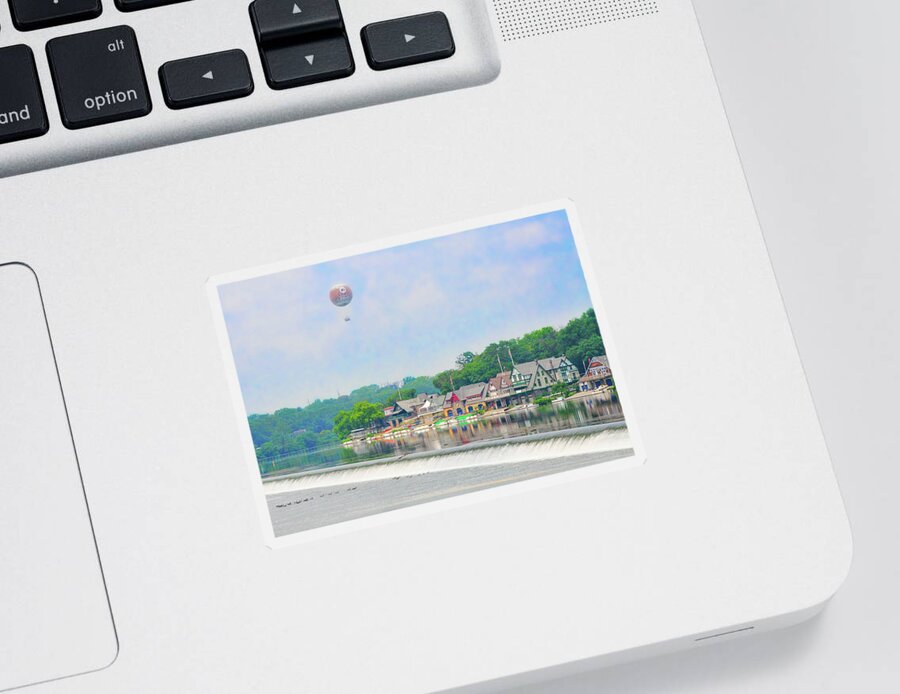 Boathouse Sticker featuring the photograph Boathouse Row and the Zoo Balloon in Philadelphia by Bill Cannon