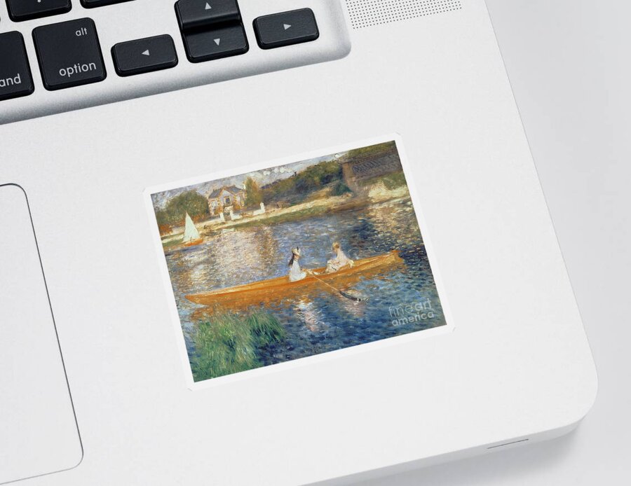 Boating On The Seine Sticker featuring the painting Boating on the Seine by Pierre Auguste Renoir