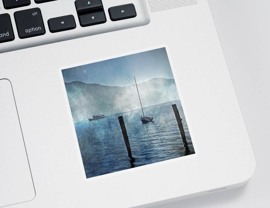 Fog Sticker featuring the photograph Boats In The Fog by Joana Kruse