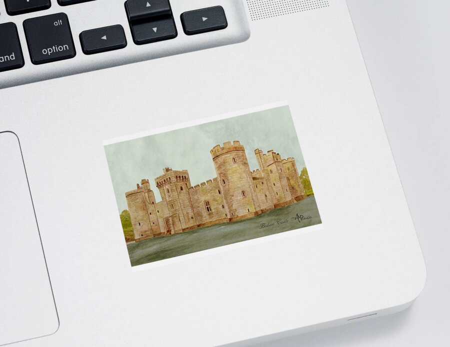 Bodiam Castle Sticker featuring the painting Bodiam Castle by Angeles M Pomata
