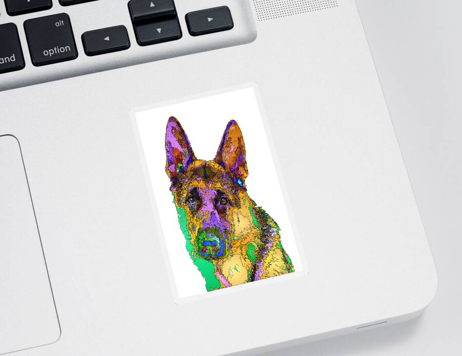 German Shepherd Sticker featuring the digital art Bogart the Shepherd. Pet Series by Rafael Salazar