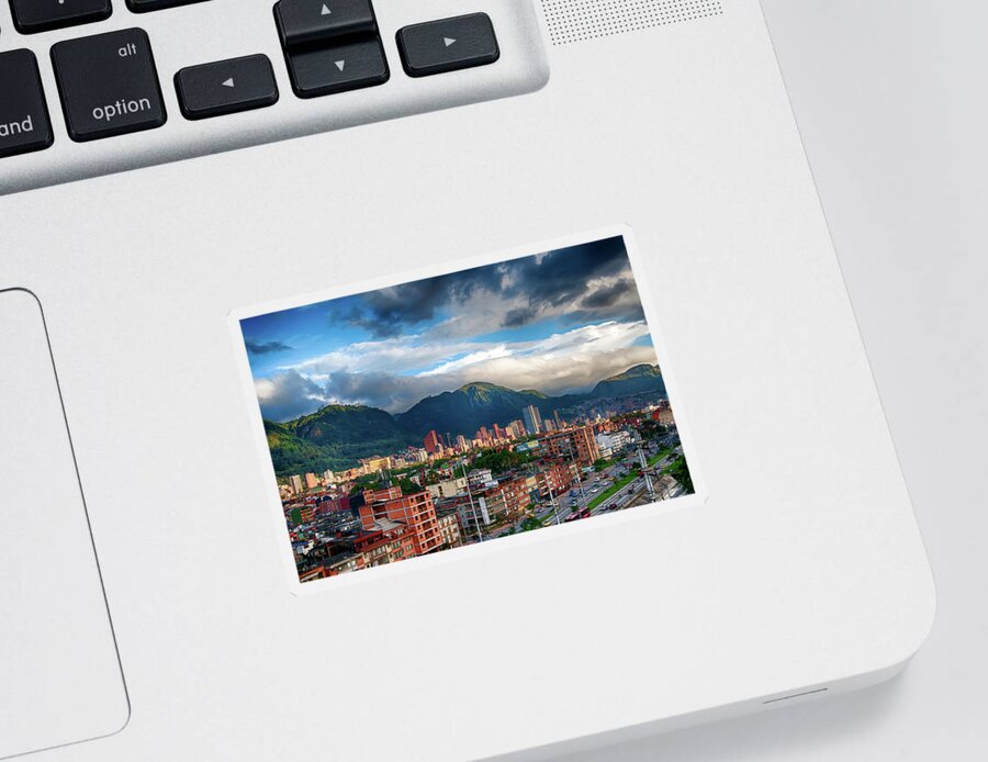 Aerial Sticker featuring the photograph Bogota by Maria Coulson