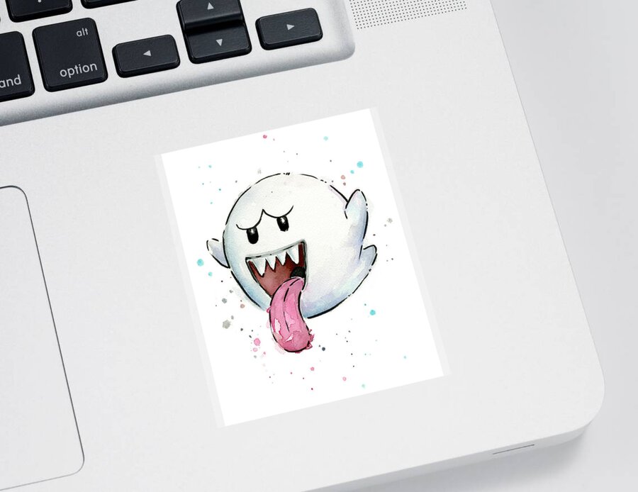 Watercolor Sticker featuring the painting Boo Ghost Watercolor by Olga Shvartsur