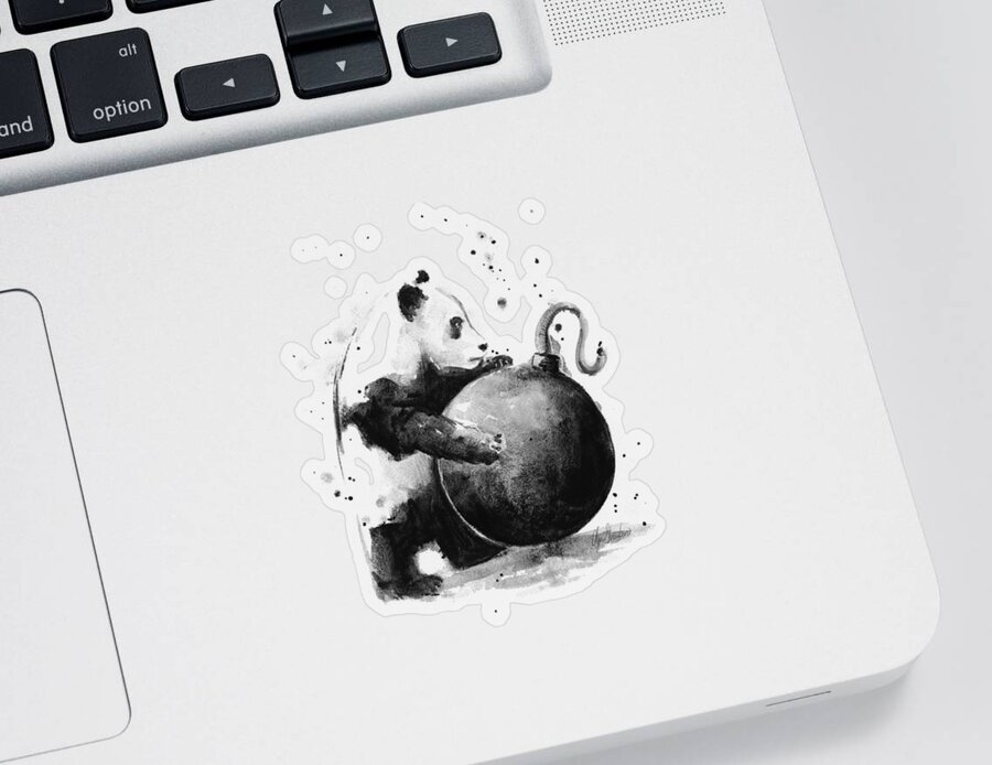 Panda Sticker featuring the painting Boom Panda by Olga Shvartsur